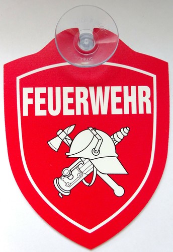 Schild mit saugnapf feuerwehr - schild,
