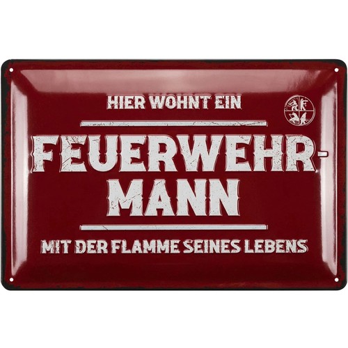 Blechschild feuerwehrmann - blechschild,
