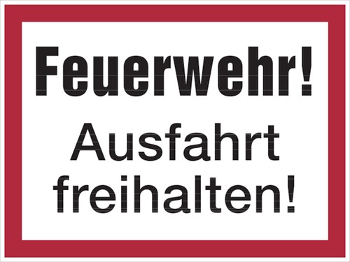 Schild feuerwehr ausfahrt - feuerwehr,