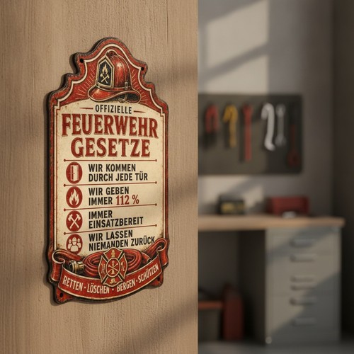 Feuerwehr holzschild - feuerwehr,