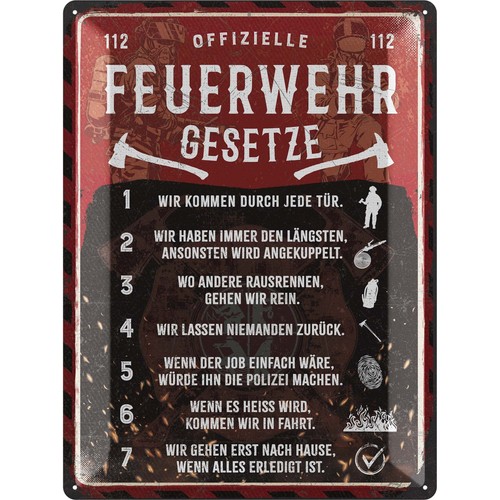 Lanolu blechschild feuerwehr - blechschild,